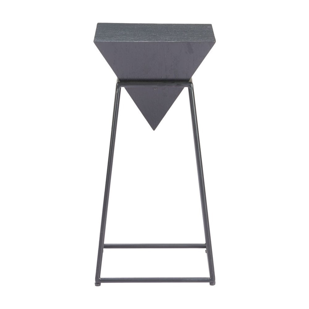 25" Black Wood and Steel Free Form Pedestal End Table HomeRoots