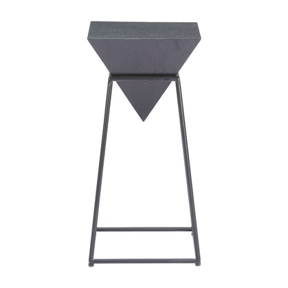 25" Black Wood and Steel Free Form Pedestal End Table HomeRoots