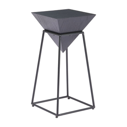 25" Black Wood and Steel Free Form Pedestal End Table HomeRoots