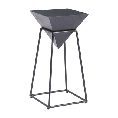 25" Black Wood and Steel Free Form Pedestal End Table HomeRoots