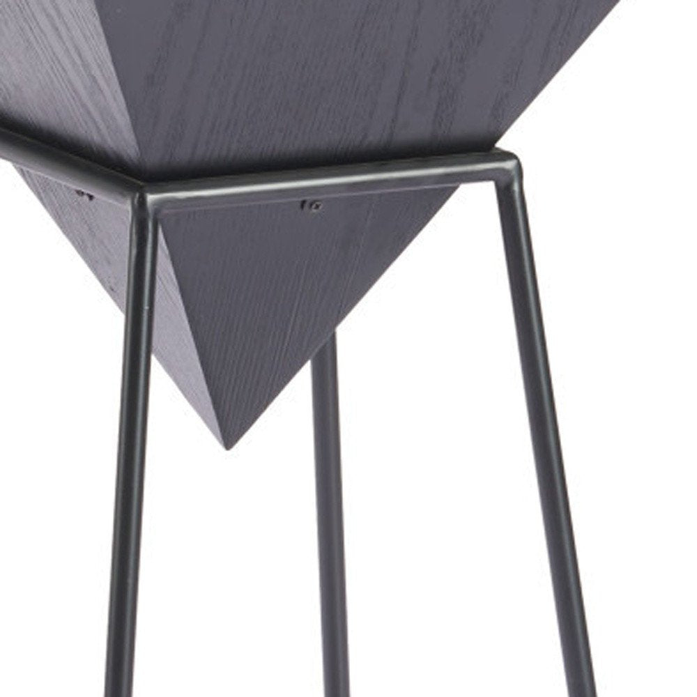 25" Black Wood and Steel Free Form Pedestal End Table — view 6