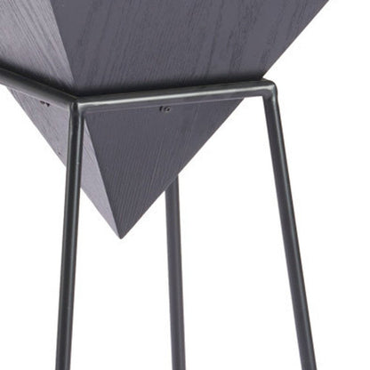 25" Black Wood and Steel Free Form Pedestal End Table HomeRoots
