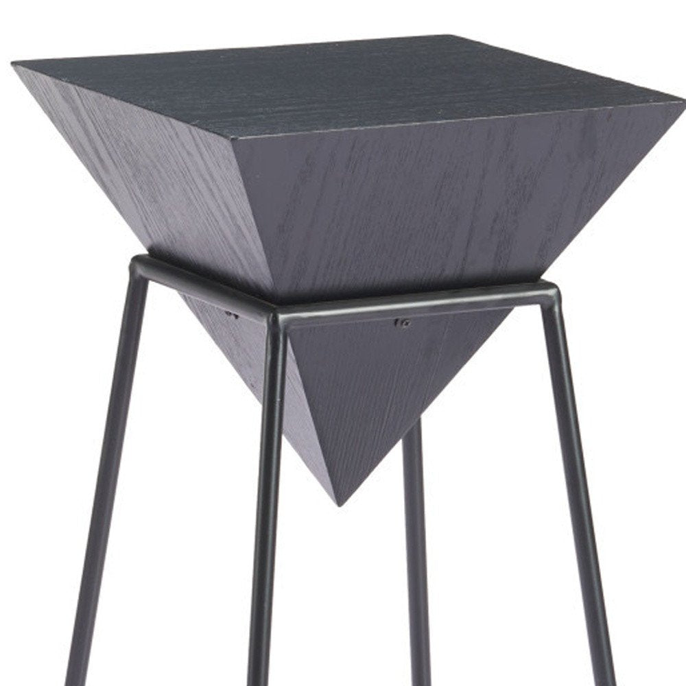 25" Black Wood and Steel Free Form Pedestal End Table — view 7
