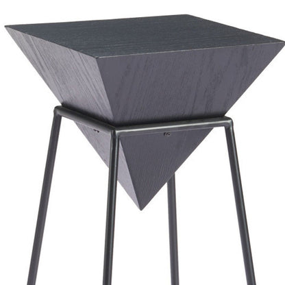 25" Black Wood and Steel Free Form Pedestal End Table HomeRoots