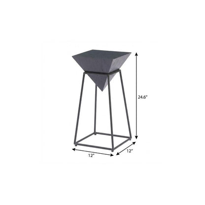 25" Black Wood and Steel Free Form Pedestal End Table HomeRoots