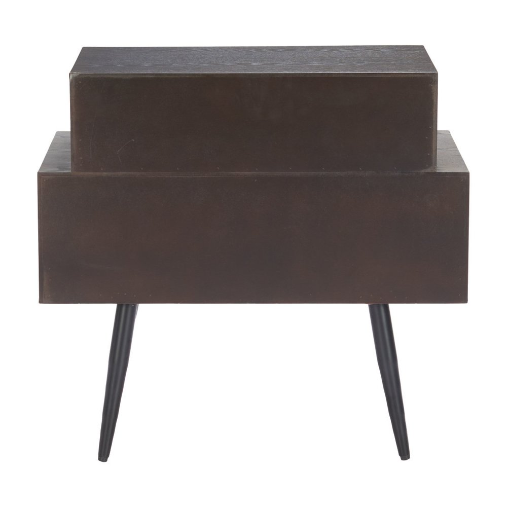 24" Brown Wood Free Form Pedestal End Table With Two Drawers HomeRoots