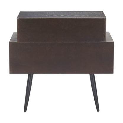 24" Brown Wood Free Form Pedestal End Table With Two Drawers HomeRoots