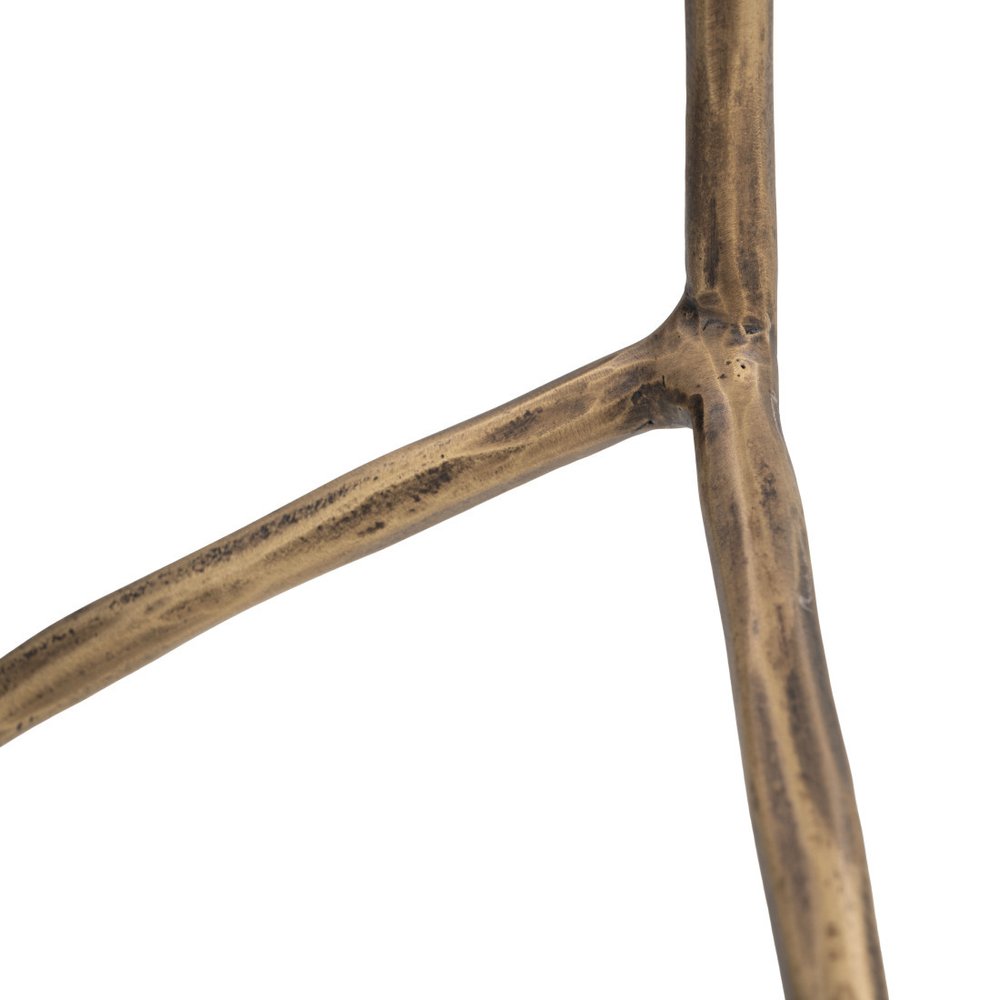 23" Black Brown White and Gold Terrazzo and Iron Free Form Pedestal End Table HomeRoots