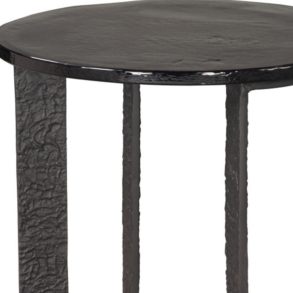 24" Black Glass and Aluminum Round Sled End Table — view 6