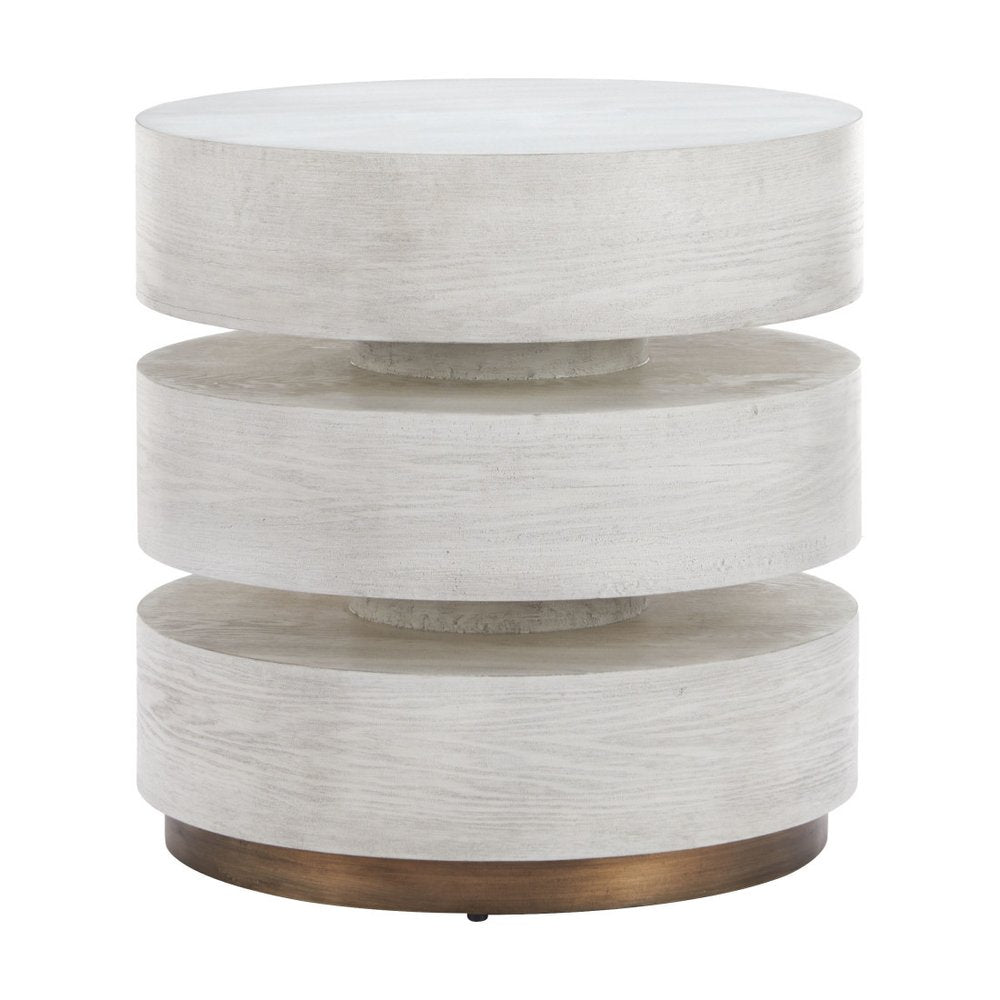 22" White Wood And Steel Round Pedestal End Table HomeRoots