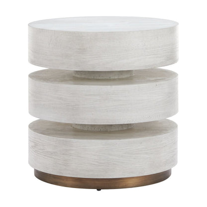 22" White Wood And Steel Round Pedestal End Table HomeRoots