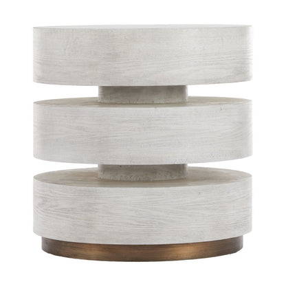 22" White Wood And Steel Round Pedestal End Table HomeRoots