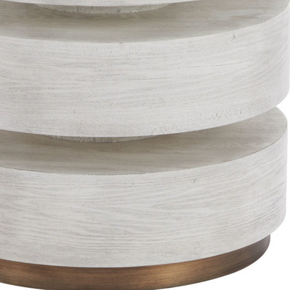 22" White Wood And Steel Round Pedestal End Table HomeRoots