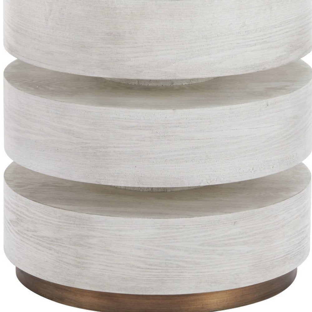 22" White Wood And Steel Round Pedestal End Table HomeRoots
