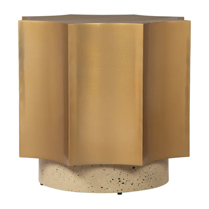 20" Gold and Beige Iron Free Form Pedestal End Table HomeRoots