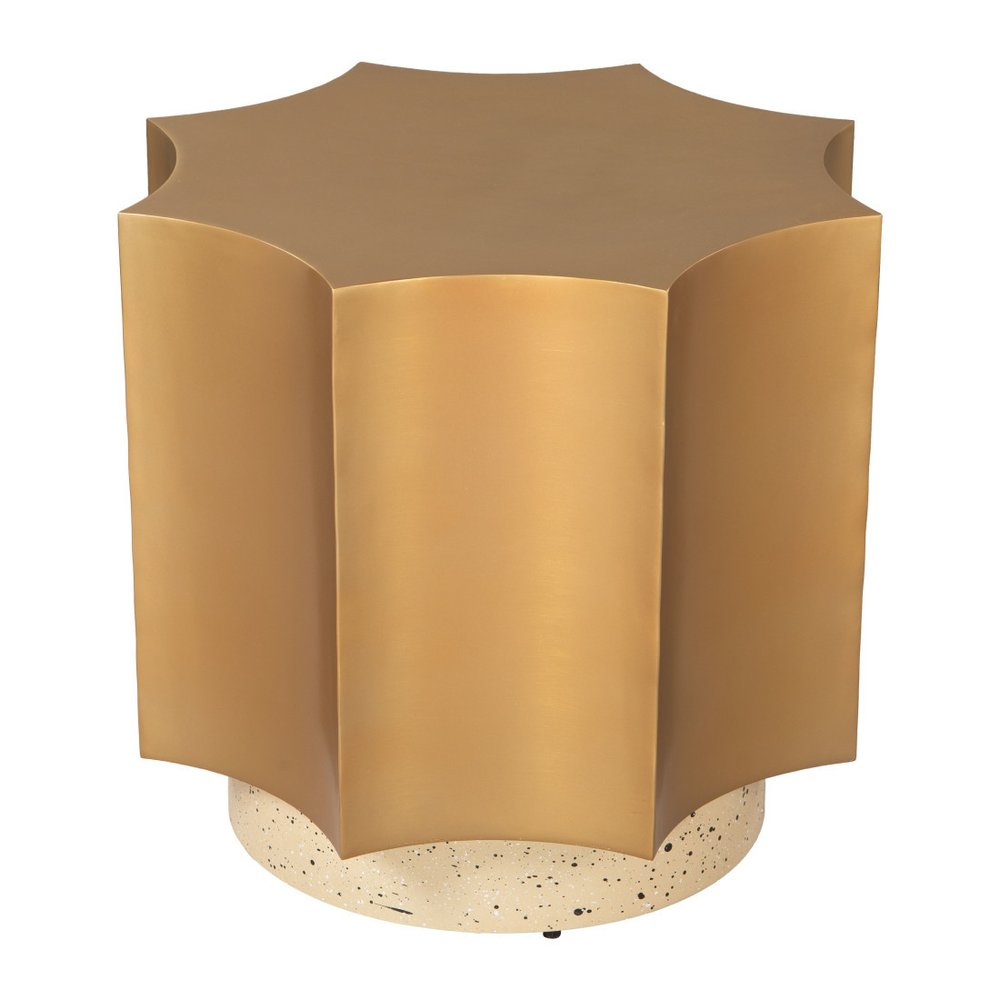 20" Gold and Beige Iron Free Form Pedestal End Table — view 2