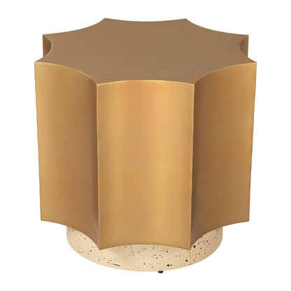 20" Gold and Beige Iron Free Form Pedestal End Table HomeRoots