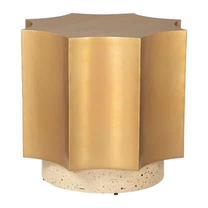 20" Gold and Beige Iron Free Form Pedestal End Table HomeRoots