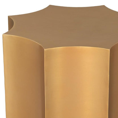 20" Gold and Beige Iron Free Form Pedestal End Table HomeRoots