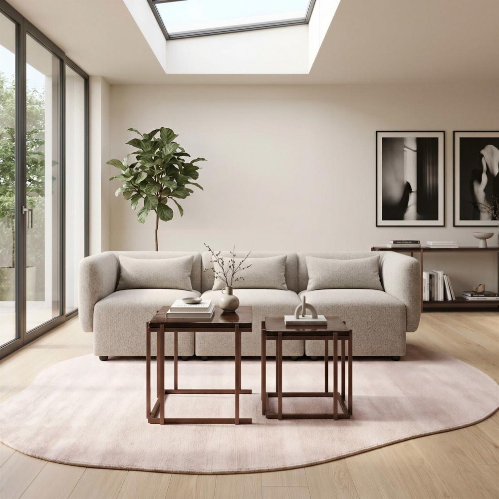 Set of Two Bronze Glass and Iron Square Frame Nested Tables — view 8