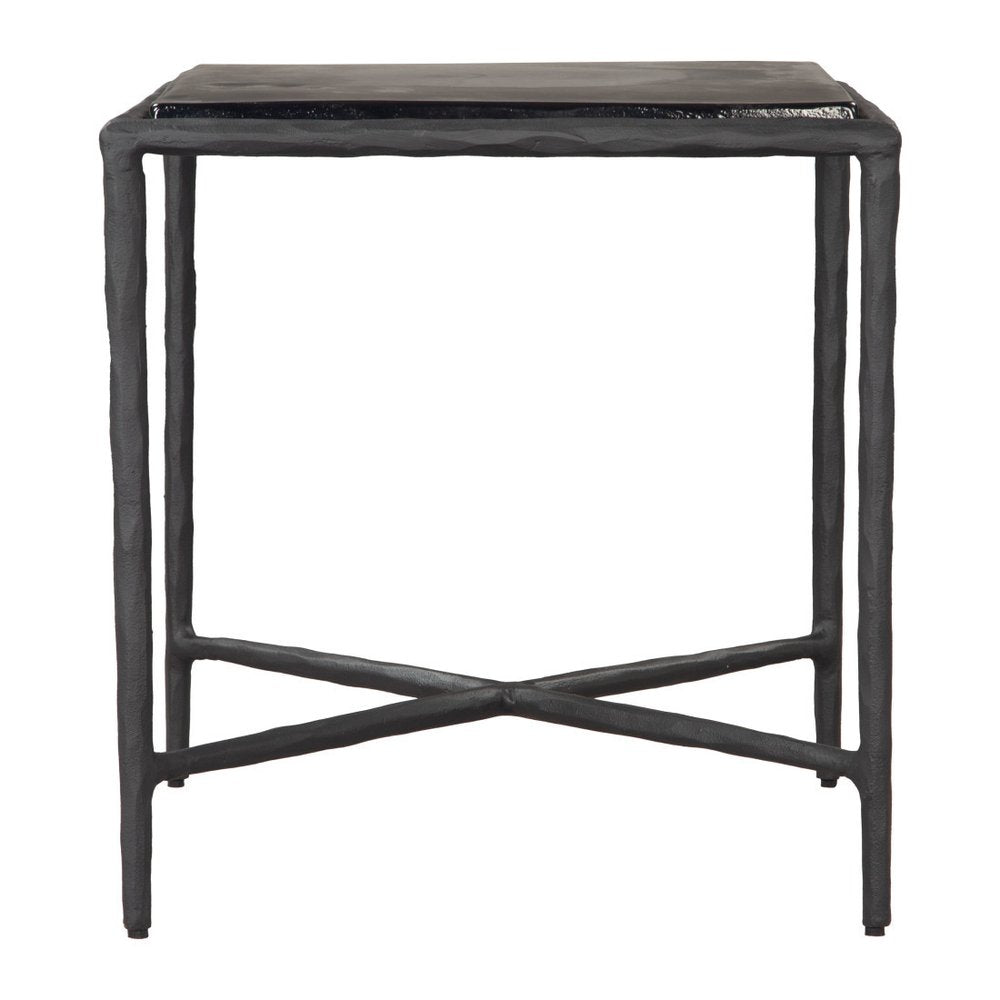 22" Black Aluminum and Glass Free Form Pedestal End Table — view 2