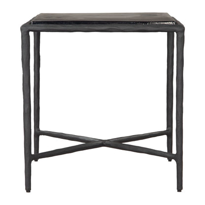 22" Black Aluminum and Glass Free Form Pedestal End Table HomeRoots