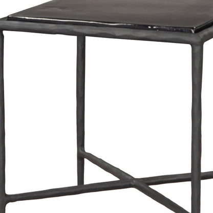 22" Black Aluminum and Glass Free Form Pedestal End Table