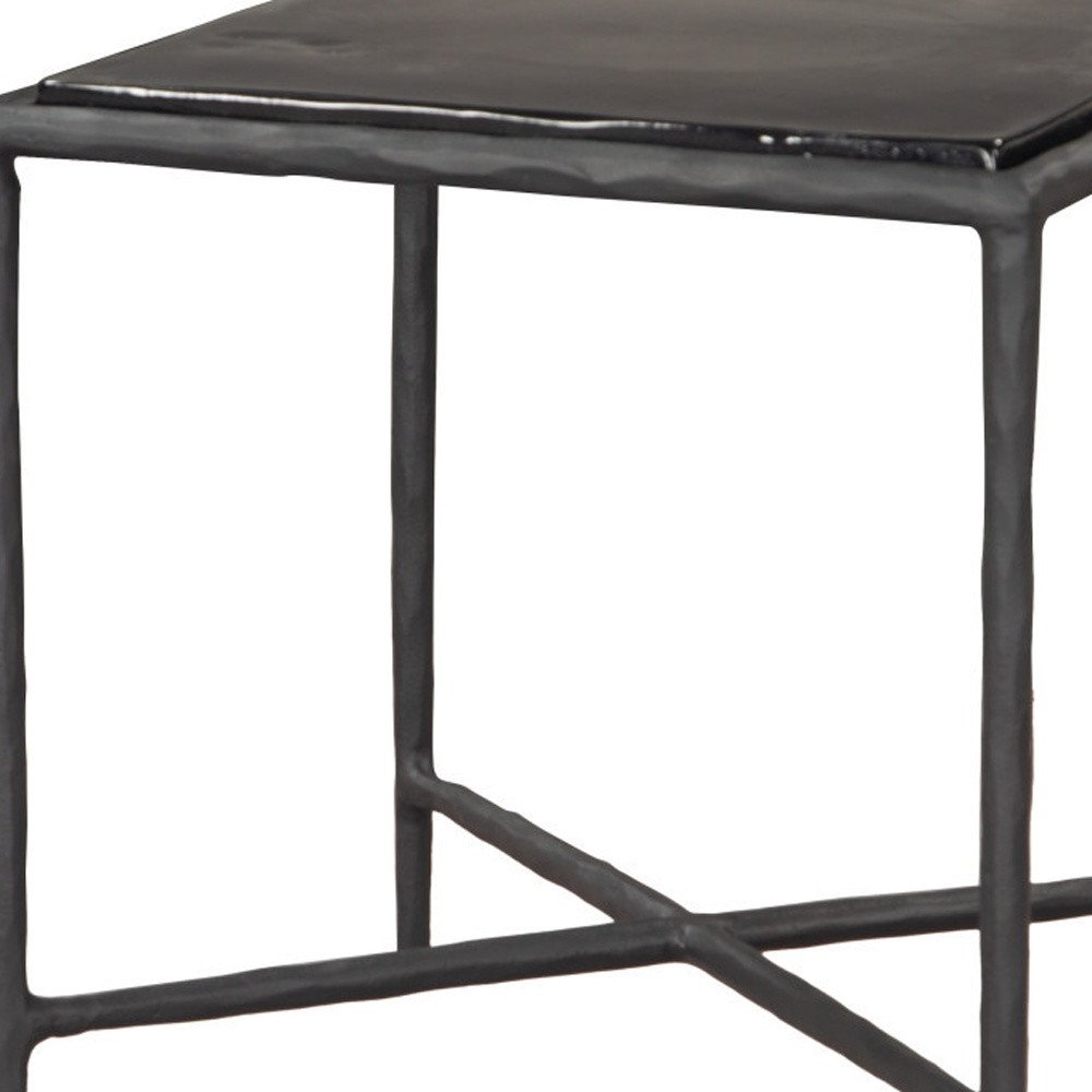 22" Black Aluminum and Glass Free Form Pedestal End Table HomeRoots