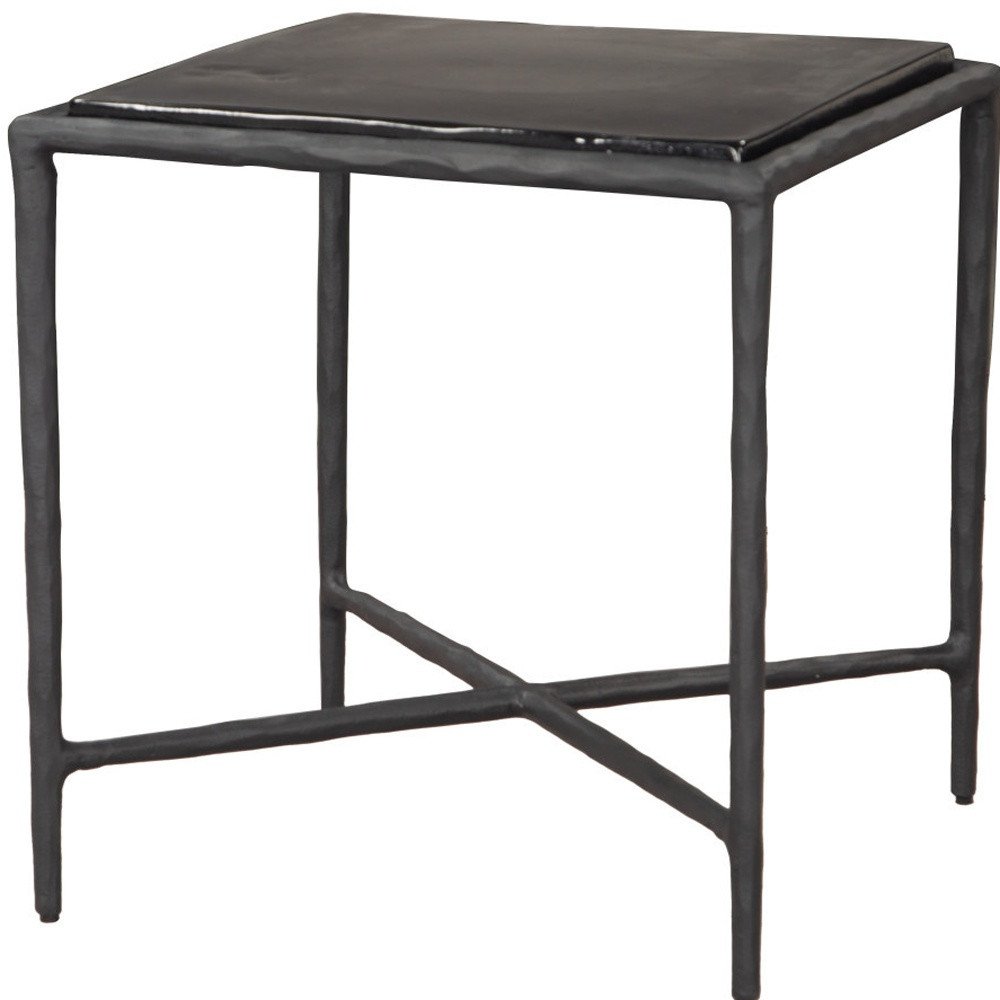 22" Black Aluminum and Glass Free Form Pedestal End Table — view 2