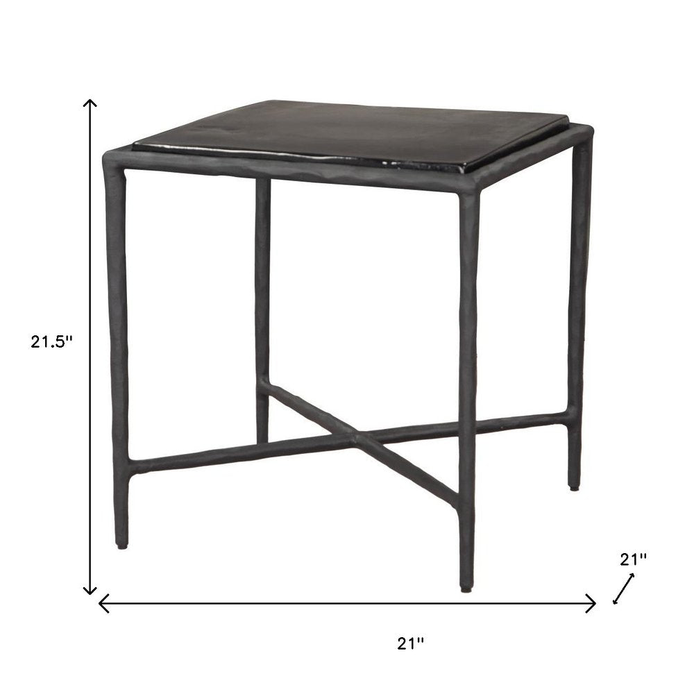 22" Black Aluminum and Glass Free Form Pedestal End Table — view 8