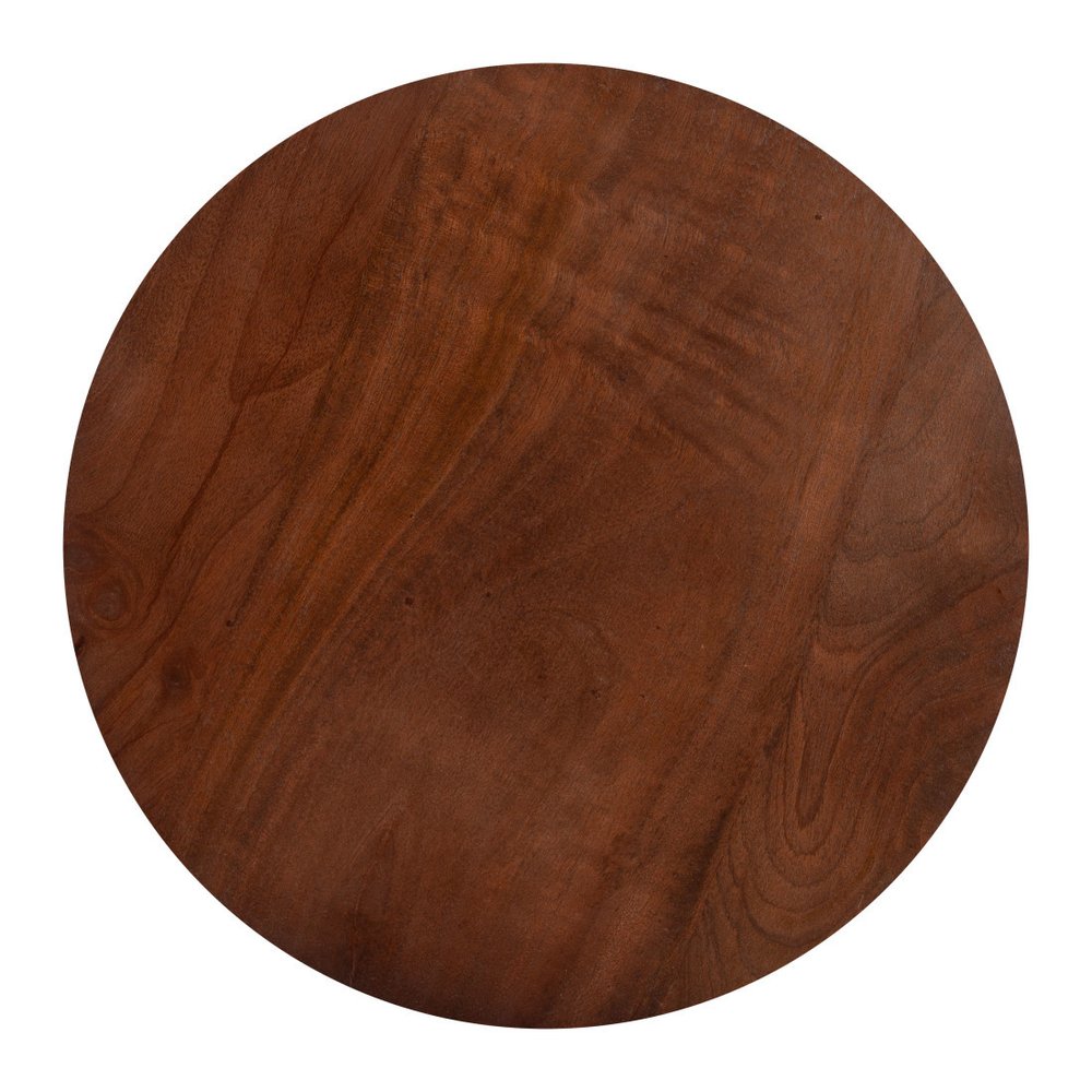 22" Brown and White Solid Wood Iron and Marble Circular Pedestal End Table — view 5
