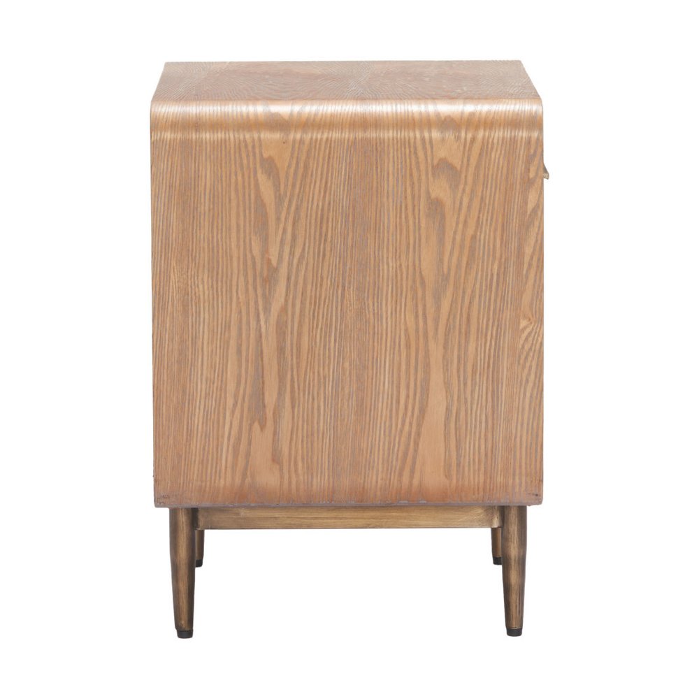 20" Brown Wood and Steel Free Form Pedestal End Table With Drawer And Shelf — view 5