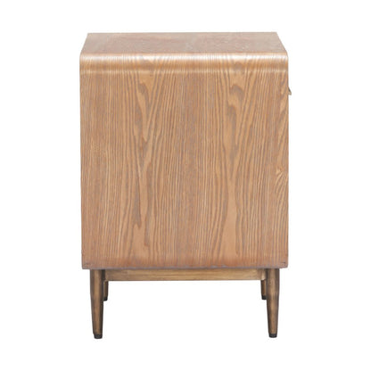20" Brown Wood and Steel Free Form Pedestal End Table With Drawer And Shelf HomeRoots