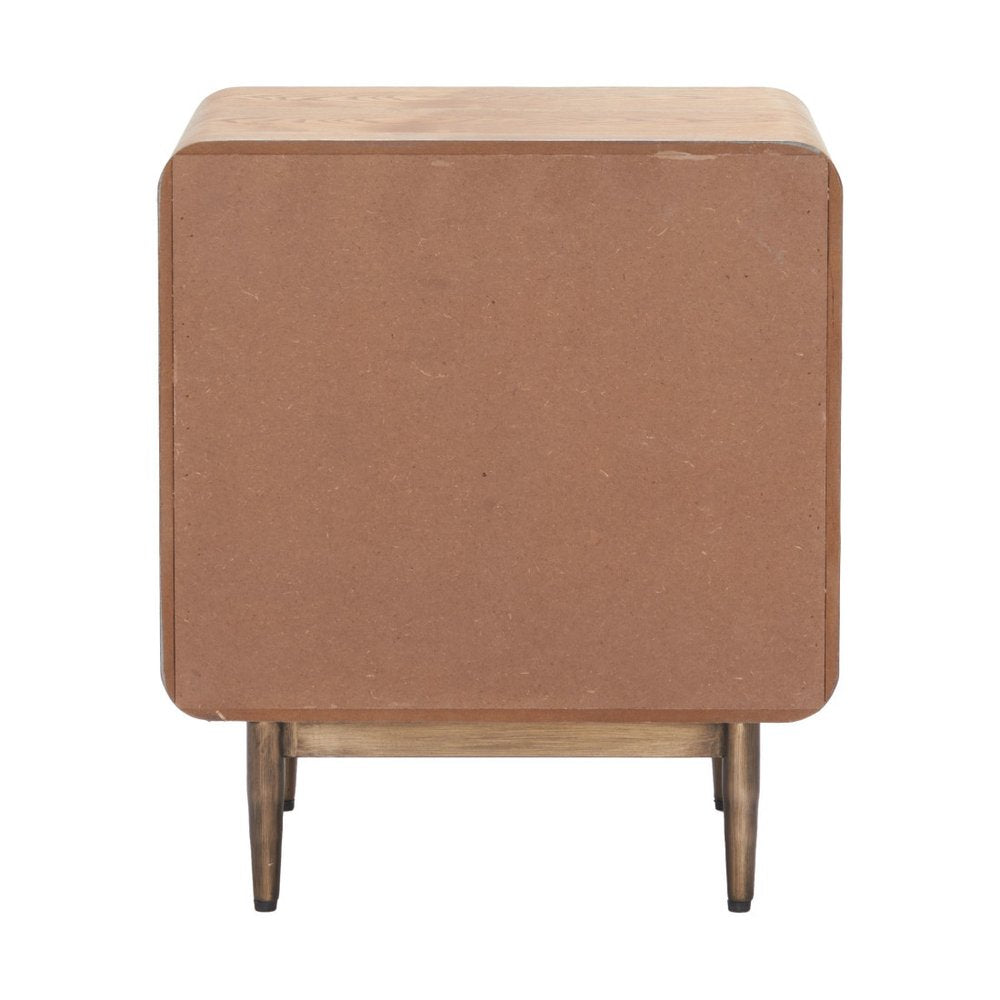 20" Brown Wood and Steel Free Form Pedestal End Table With Drawer And Shelf — view 7