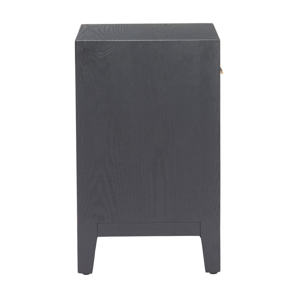 22" Gray Black and Natural Solid Wood End Table With Drawer And Shelf — view 5