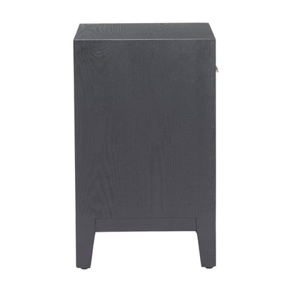 22" Gray Black and Natural Solid Wood End Table With Drawer And Shelf HomeRoots