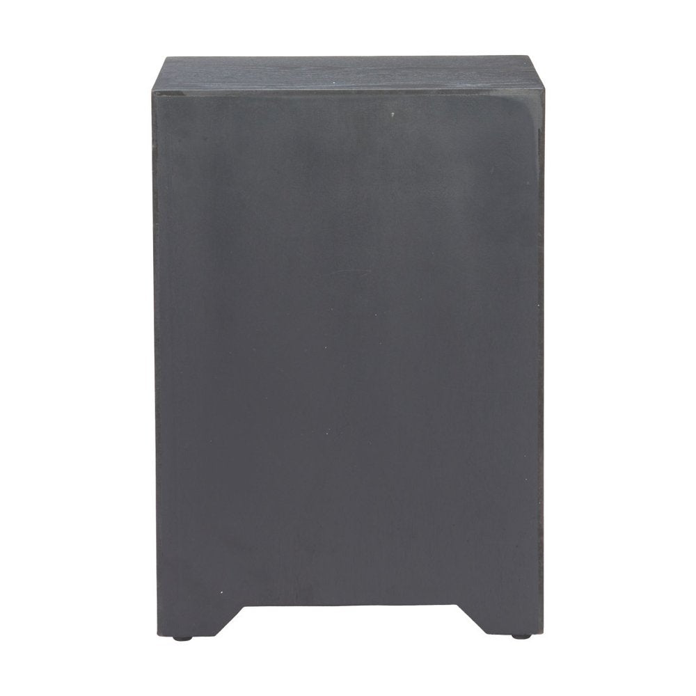22" Gray Black and Natural Solid Wood End Table With Drawer And Shelf — view 6