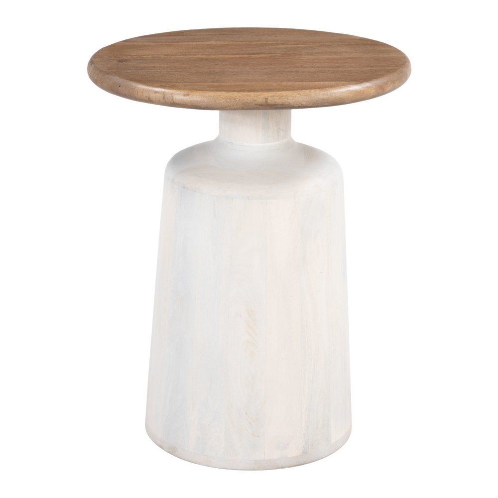 22" Natural and White Solid Wood Free Form Pedestal End Table — view 7
