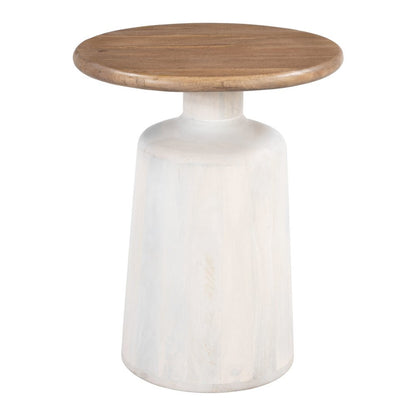 22" Natural and White Solid Wood Free Form Pedestal End Table HomeRoots