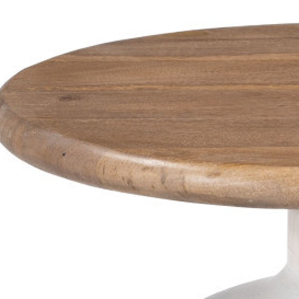 22" Natural and White Solid Wood Free Form Pedestal End Table — view 1