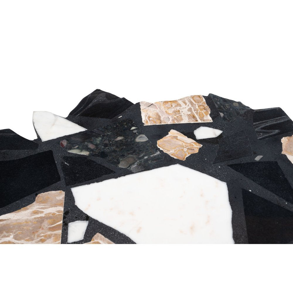 33" Black Brown White and Gold Terrazzo and Iron Coffee Table — view 7