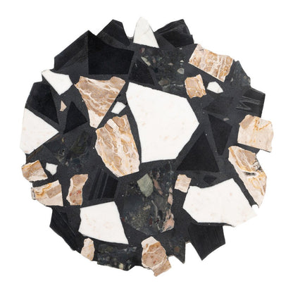 33" Black Brown White and Gold Terrazzo and Iron Coffee Table HomeRoots