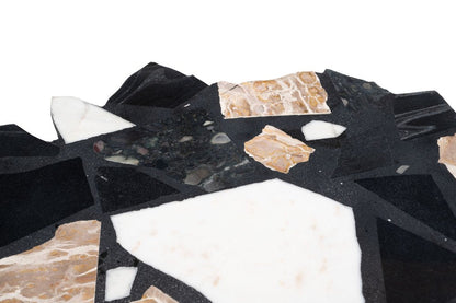 33" Black and Gold Terrazzo and Iron Free Form Pedestal Coffee Table HomeRoots