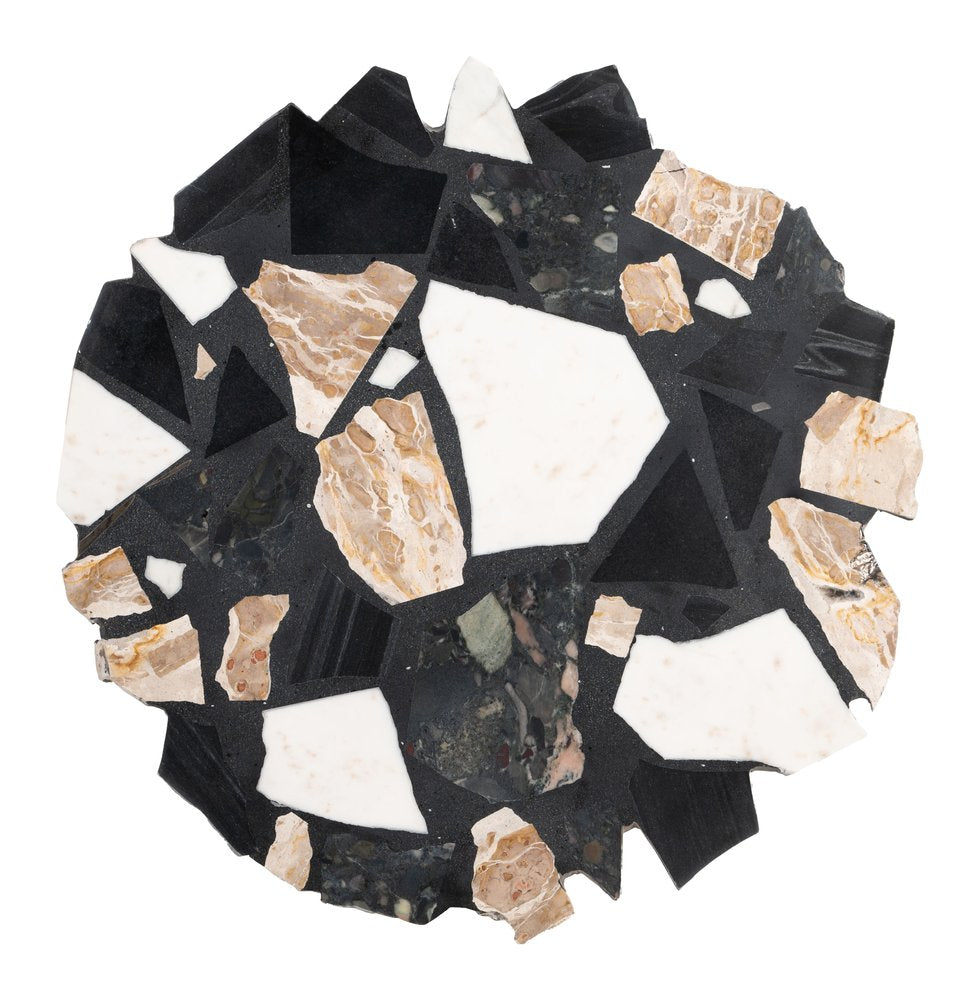 33" Black and Gold Terrazzo and Iron Free Form Pedestal Coffee Table HomeRoots