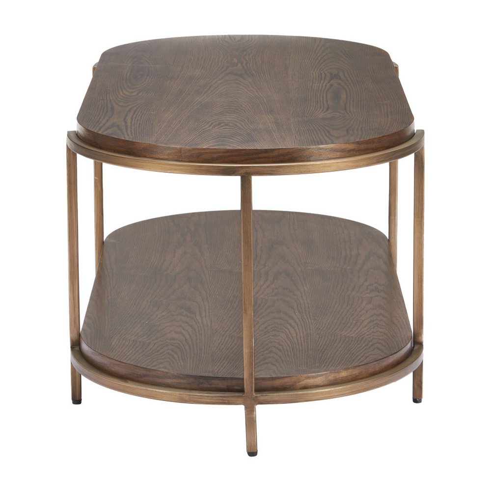 48" Brown Solid Wood and Wood Oval Pedestal Coffee Table HomeRoots