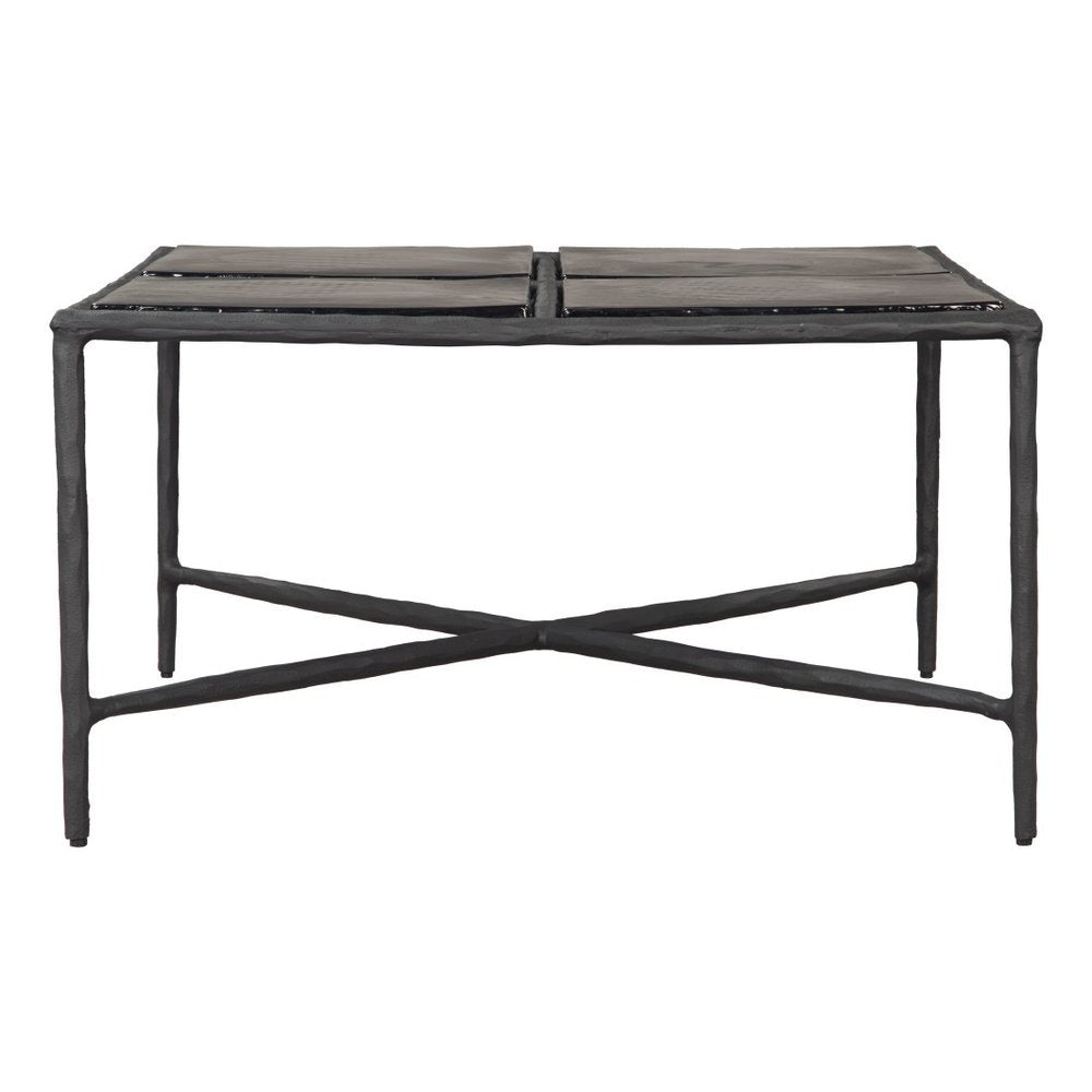 31" Black Glass and Aluminum Square Coffee Table — view 4