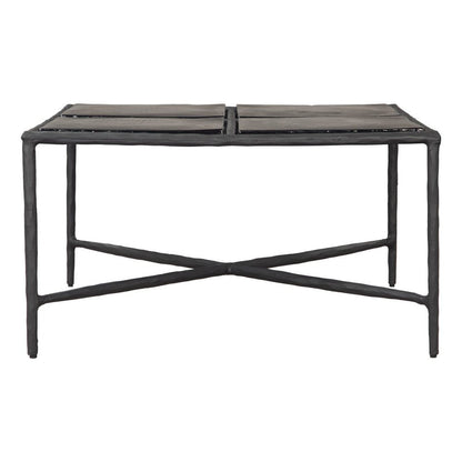 31" Black Glass and Aluminum Square Coffee Table HomeRoots
