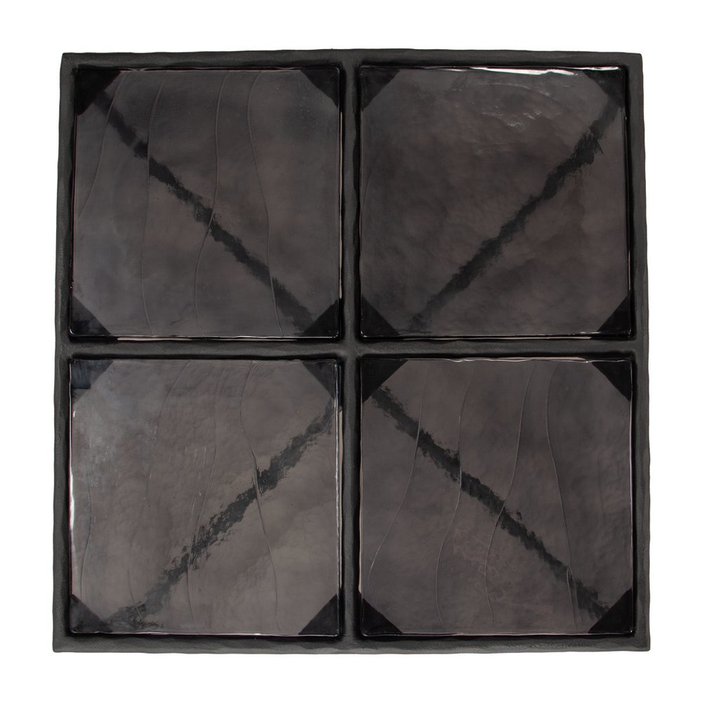31" Black Glass and Aluminum Square Coffee Table HomeRoots