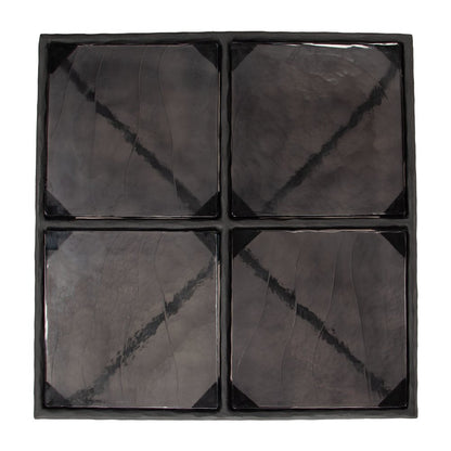 31" Black Glass and Aluminum Square Coffee Table HomeRoots