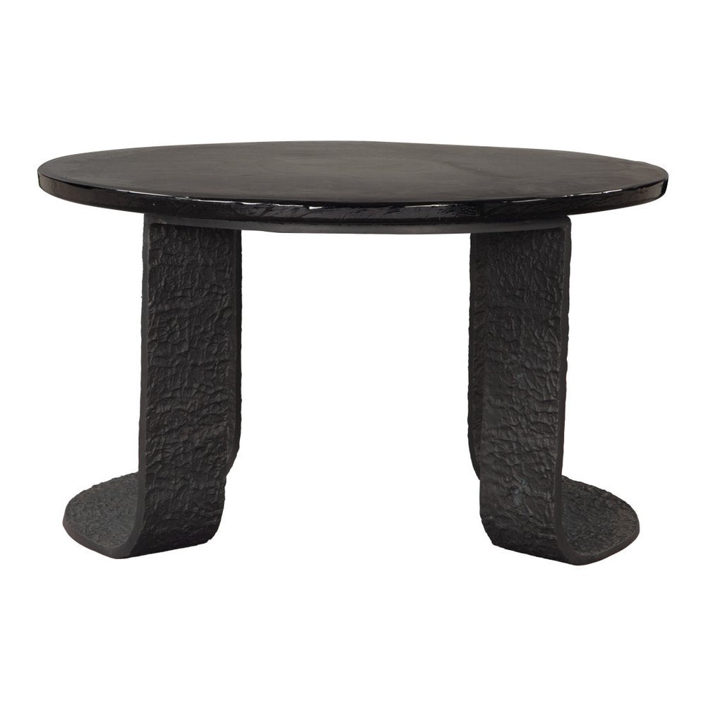 32" Black Glass and Aluminum Round Pedestal Coffee Table HomeRoots
